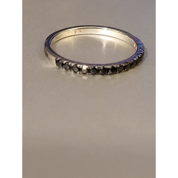 Sterling Silver Black Spinel Eternity Ring 6.25 - Picture 6 of 7